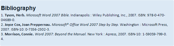 example of Bibliography in Word 2007