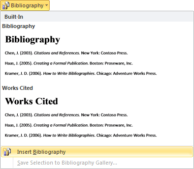 Bibliography Word 2010