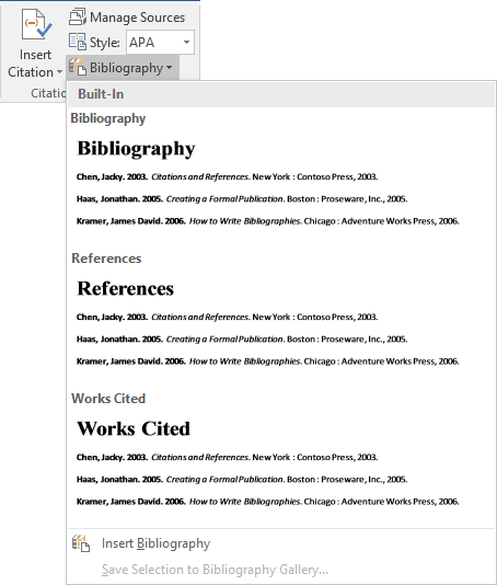 Bibliography Word 2016