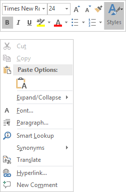 Bibliography popup in Word 2016