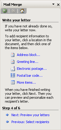 Mail Merge 4 in Word 2003