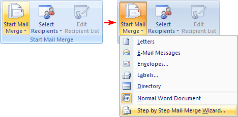Start Mail Merge in Word 2007