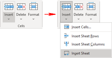 Insert Worksheet in the ribbon Excel 365
