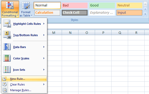 conditional in Excel 2007