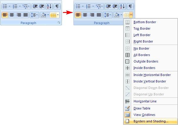 Paragraph in Word 2007