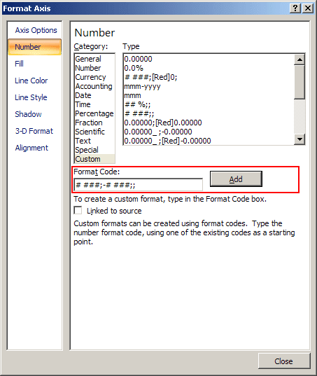 Format Axis Excel 2007