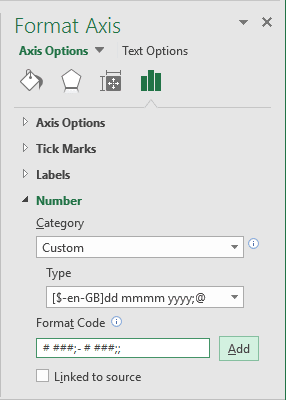 Format Axis Excel 2016