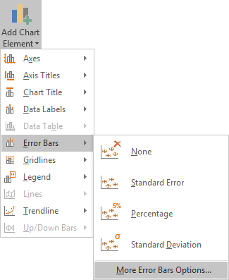 More Error Bars Options in Excel 2016