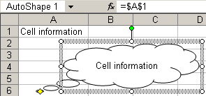 Shape with cell information Excel 2003
