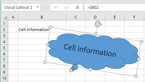 Shape with cell information Excel 2016