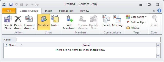 Contact Group in Outlook 2010