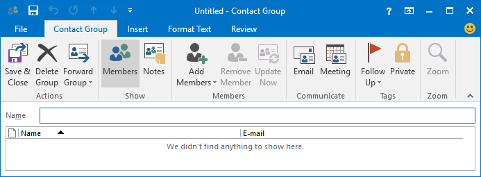 Contact Group in Outlook 2016