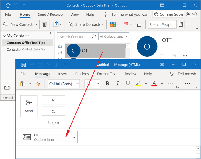 Drag and drop contact group in Outlook 365
