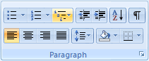 Paragraph in Word 2007
