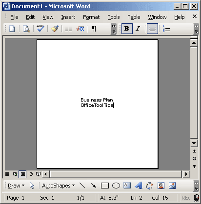 Align text vertically on the page example in Word 2003