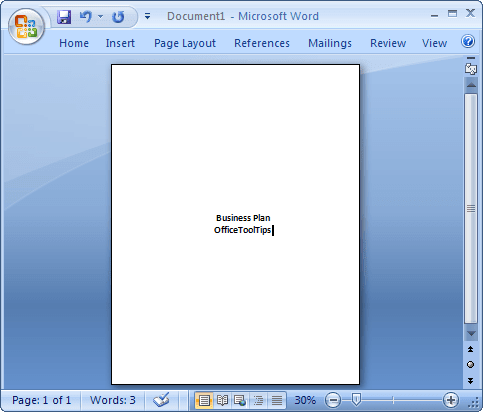 Align text vertically on the page example in Word 2007