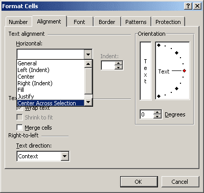 Format Cells in Excel 2003