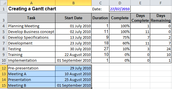 Data Chart in Excel 2010