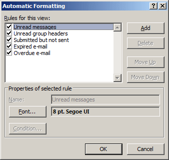 Automatic Formatting in Outlook 2007