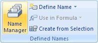 Defined Names group in Excel 2007