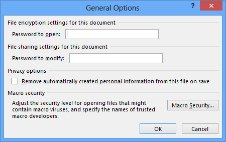 General Options dialog box in PowerPoint 2013