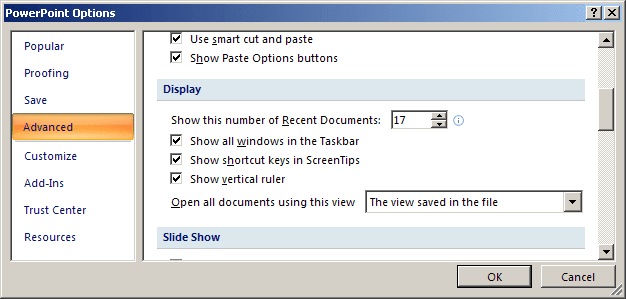 Advanced PowerPoint 2007 Options