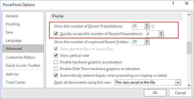 Advanced PowerPoint 2016 Options