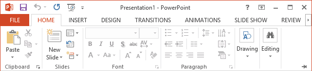 Display Minimized Ribbon PowerPoint 2013