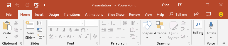 Display Minimized Ribbon PowerPoint 2016