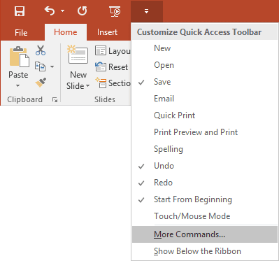 Quick Access PowerPoint 2016