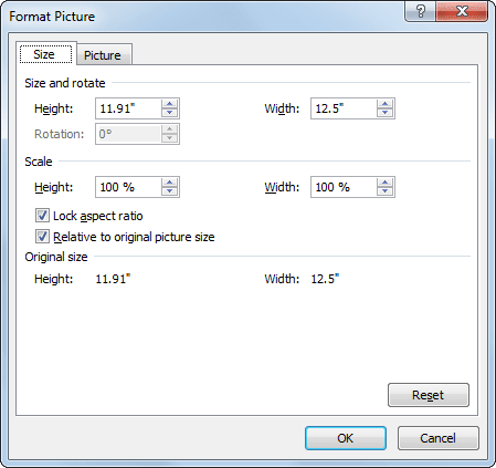 Format Picture in Excel 2010