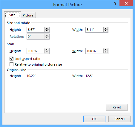 Format Picture in Excel 2013