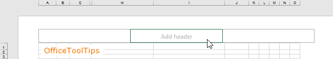Click to add header in Excel 2016