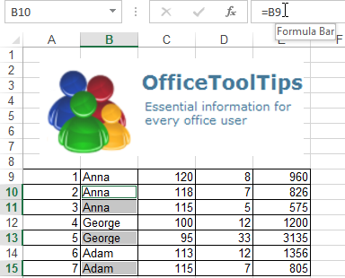 Formula bar in Excel 2013