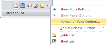 Navigation Bar in Outlook 2010