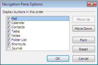 View order in Outlook 2010