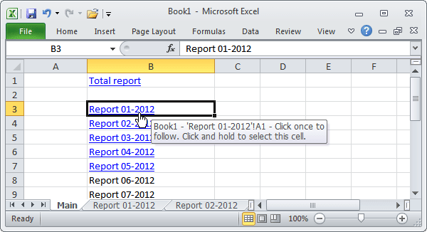 Hyperlinks in Excel 2010