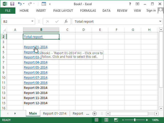Hyperlinks in Excel 2013