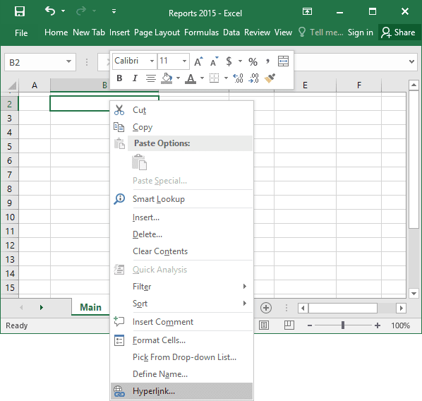 Hyperlink popup in Excel 2016