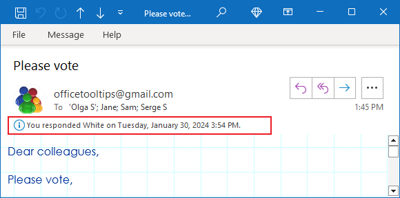 Voting response in Outlook 365