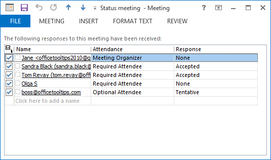 Tracking meeting request in Outlook 2013