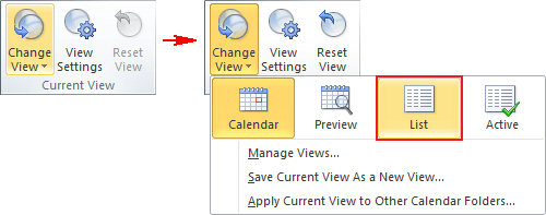 Current View group in Outlook 2010