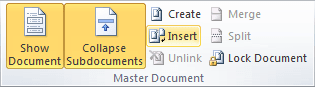Master Document in Word 2010