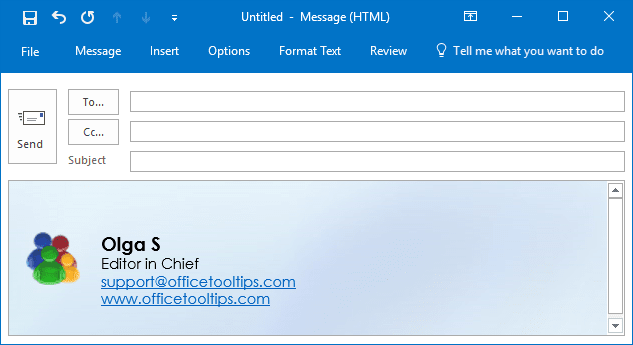 E-mail signature in Outlook 2016