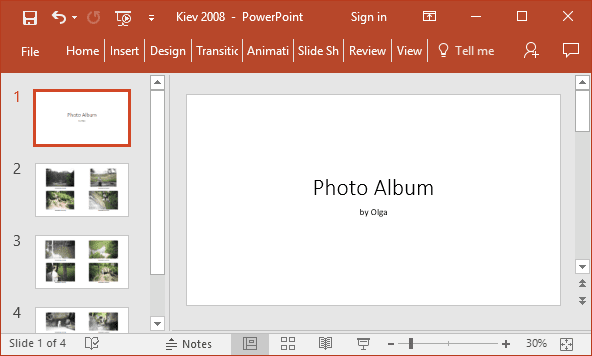 Photo Album in PowerPoint 2016