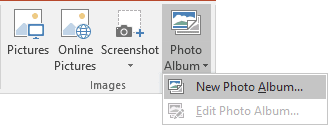Images group in PowerPoint 2016