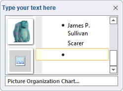 Text pane in org chart in PowerPoint 365