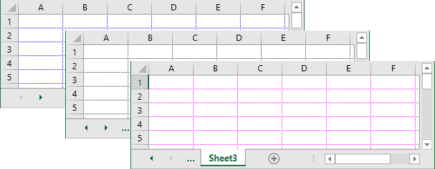 Gridlines with different colors in Excel 2016