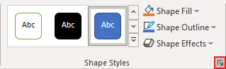 Shape Styles group in Excel 365