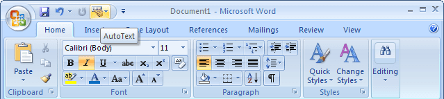 AutoText in Word 2007